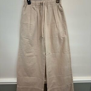 Entro Light Beige Linen Wide Leg Pants